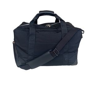 Dunhill Duffle Travel Bag Black Leather Trim Gunmetal Hardware Shoulder Strap